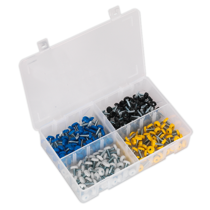 Numberplate Screw Assortment 200pc 4.8mm x 18mm Plastic Enclosed Head