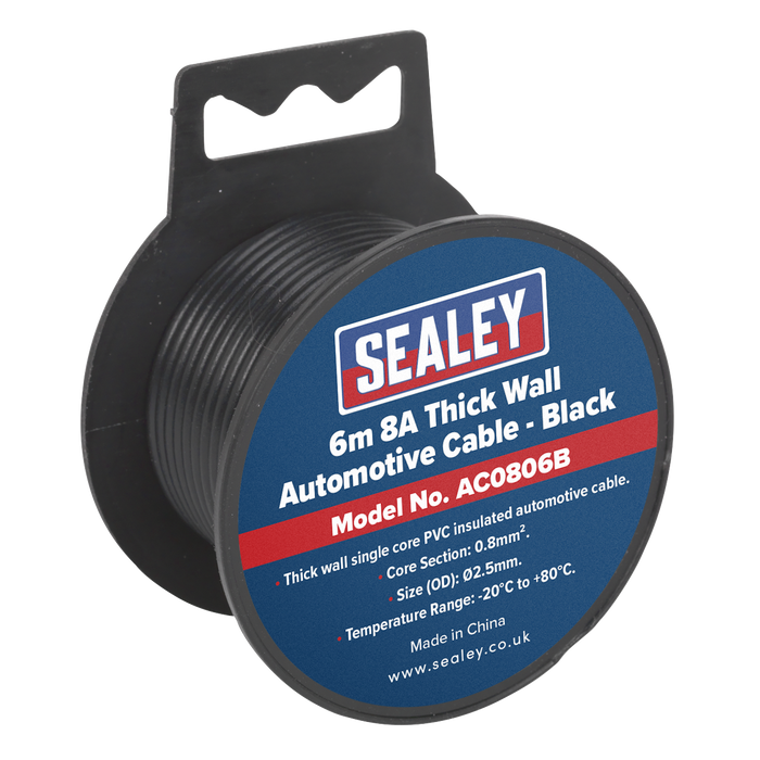 Automotive Cable Thick Wall 8A 6m Black
