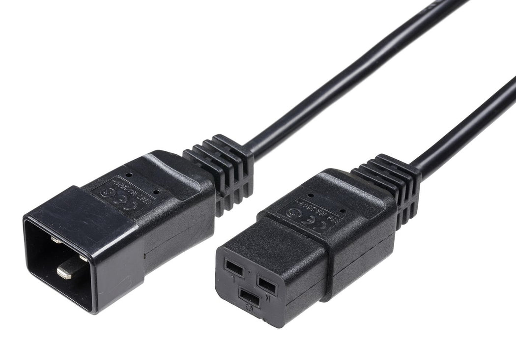 MicroConnect Power Cord C19 - C20 16A 2m Black, H05VV-F3x1.5mm2 CU,  Female-Male