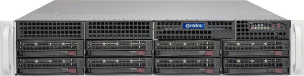 Ernitec 2U 8 Bay Server, i7 9700  3.0/4.7GHz. 16GB, 2x250GB SSD  RAID1. HW RAID5 Usable 56TB, BBU. 2xPSU. Serv