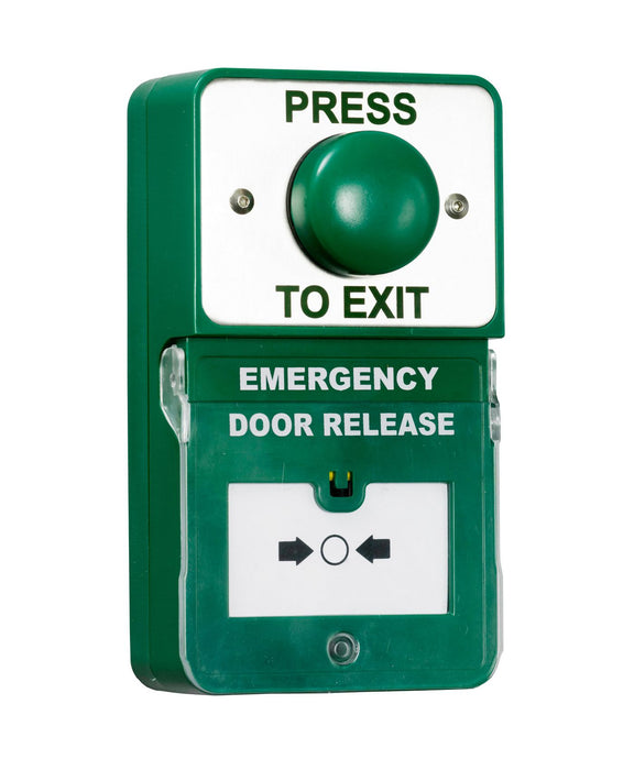 RGL Dual Unit - Large Green Dome Button,Combined Emergency Door Release Button (EDR)