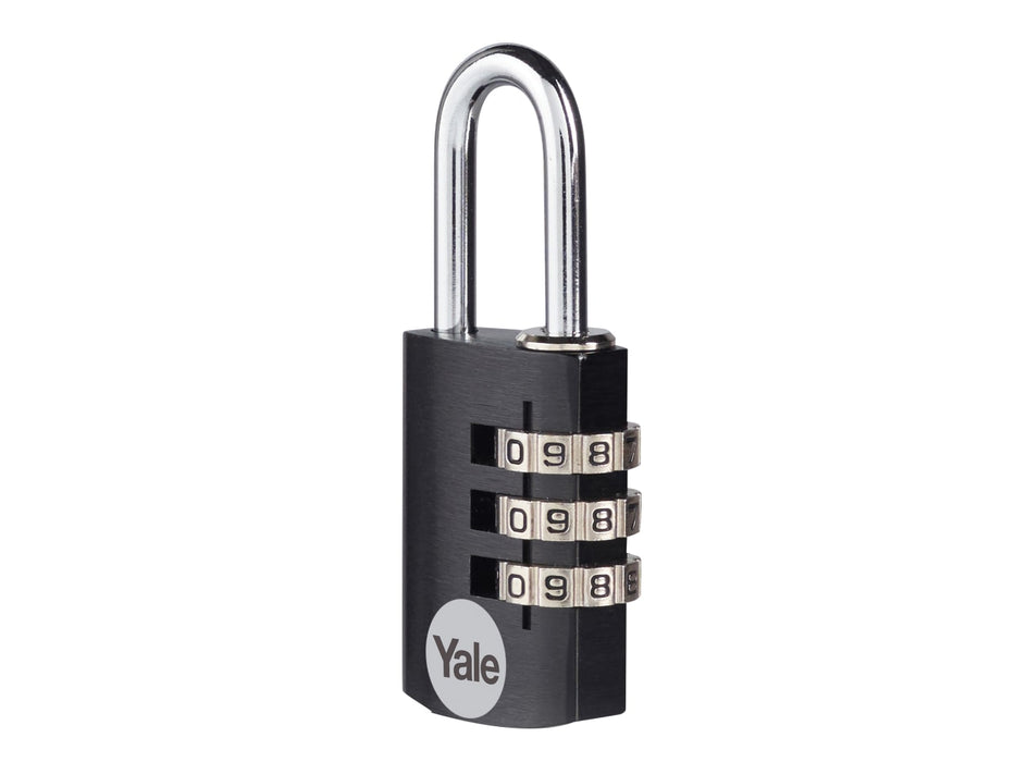 Yale Locks Aluminium Combination Padlock 20mm YE3CB/20/121/1/BK