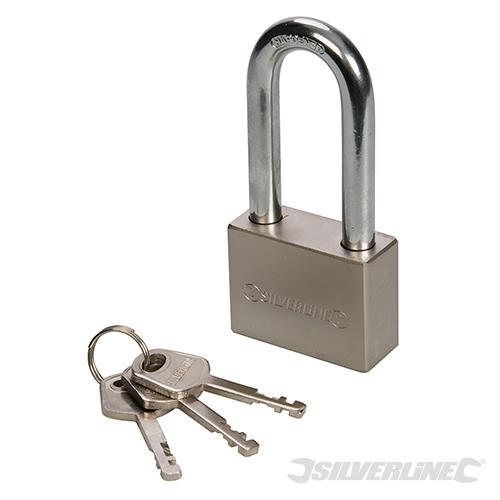 199876 Silverline Steel Padlock Long Shackle