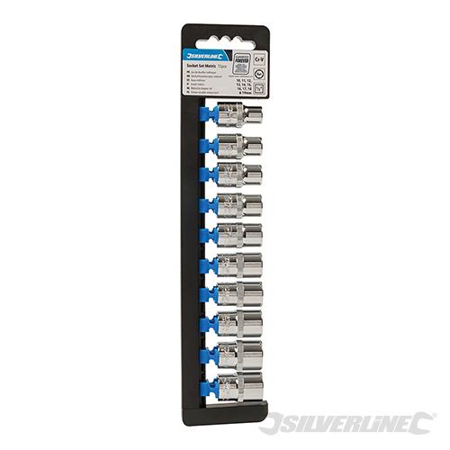 245463 Silverline Socket Set 1/2" Drive 6pt Metric 10pce