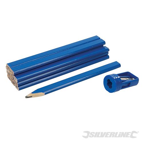 250227 Silverline Carpenters Pencils & Sharpener Set 13pce