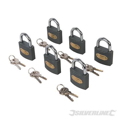 407238 Silverline Iron Padlock Keyed Alike 6pk