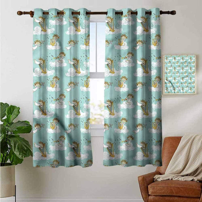petpany Customized Curtains Angel,Playing Harp in The Sky,Blackout Draperies for Bedroom Living Room 52''x63''