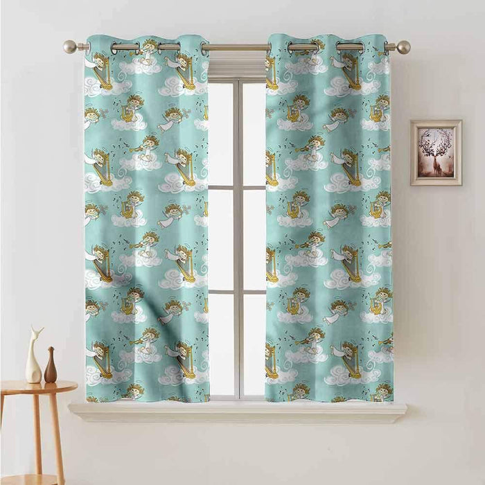 petpany Customized Curtains Angel,Playing Harp in The Sky,Blackout Draperies for Bedroom Living Room 52''x63''
