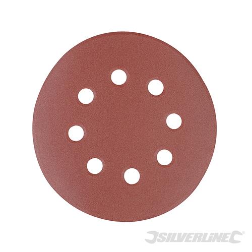 479349 Silverline Hook & Loop Discs Punched 125mm 10pce