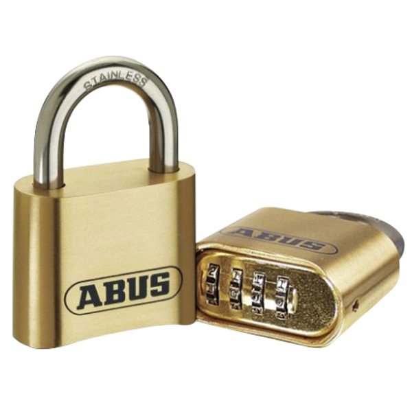 L19286 - ABUS 180IB Series Brass Combination Open Stainless Steel Shackle Padlock