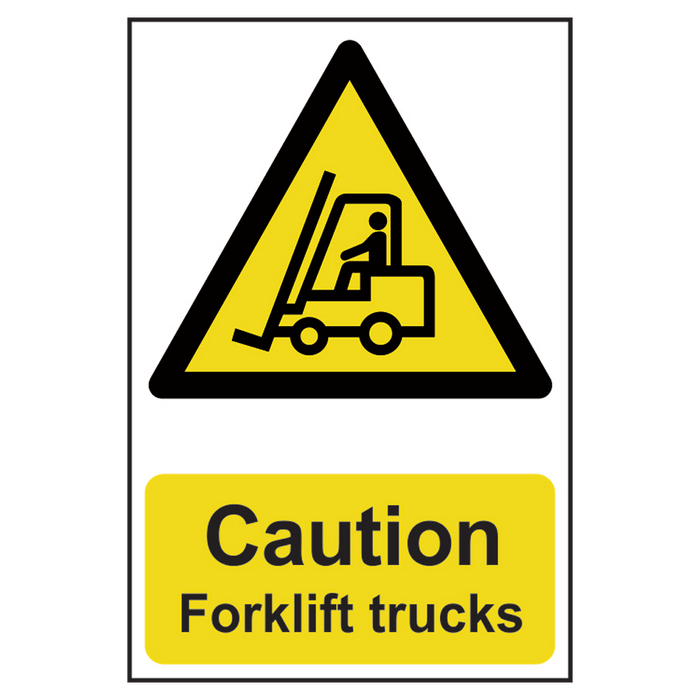 AS11517 - ASEC `Caution: Forklift Trucks` Sign 200mm x 300mm