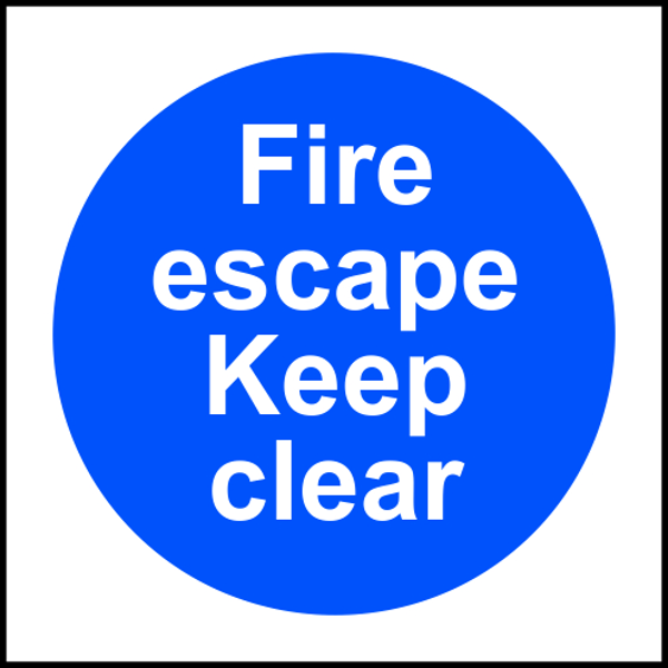 AS11538 - ASEC `Fire Escape Keep Clear` Sign 100mm x 100mm