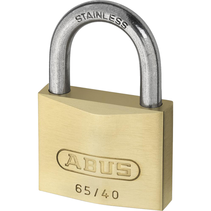 L19116 - ABUS 65 Series Brass Open Stainless Steel Shackle Padlock
