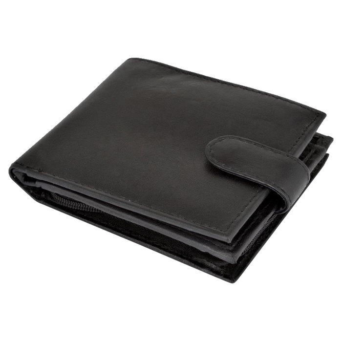 L28351 - BEE-SECURE Black Leather Bifold RFID Wallet With Coin Purse