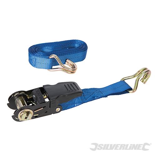 781358 Silverline Rubber-Handled Ratchet Tie Down Strap S-Hook