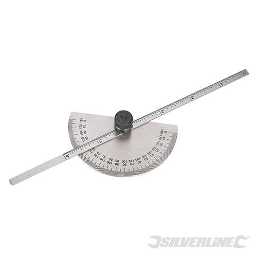 783181 Silverline Protractor with Depth Gauge Scale