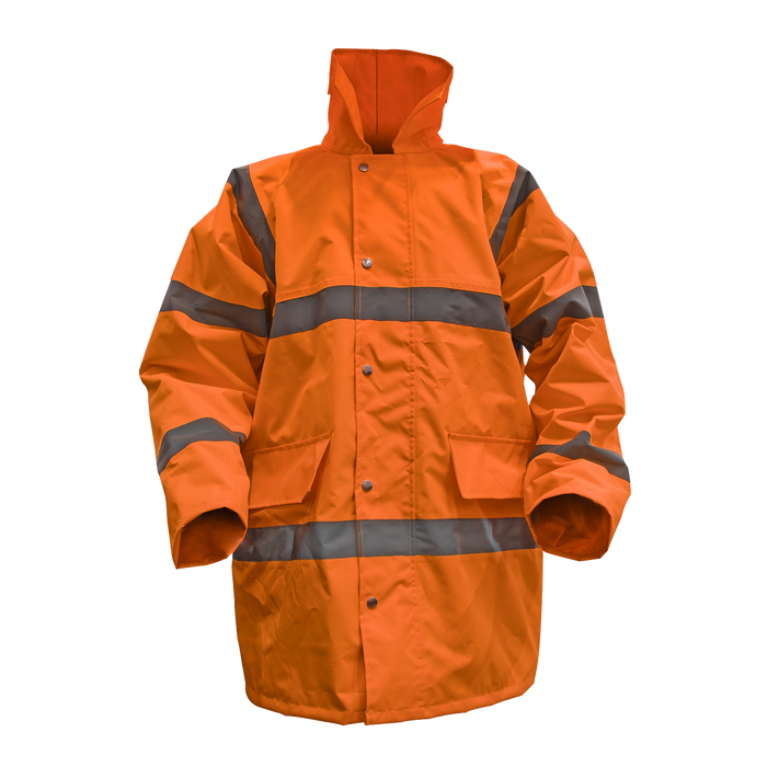 Hi-Vis Orange Motorway Jacket with Quilted Lining - X-Large