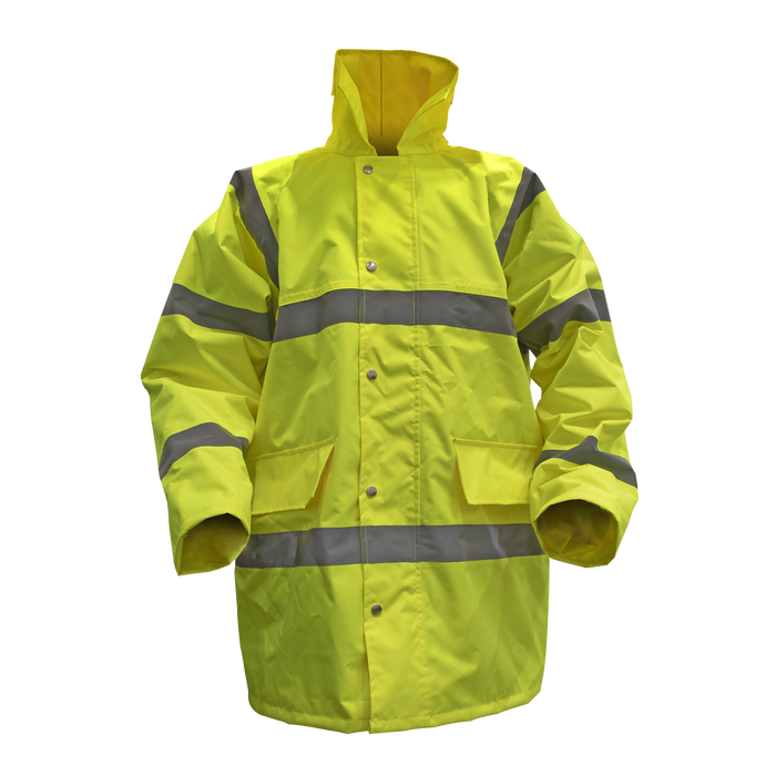 Hi-Vis Yellow Motorway Jacket with Quilted Lining - X-Large