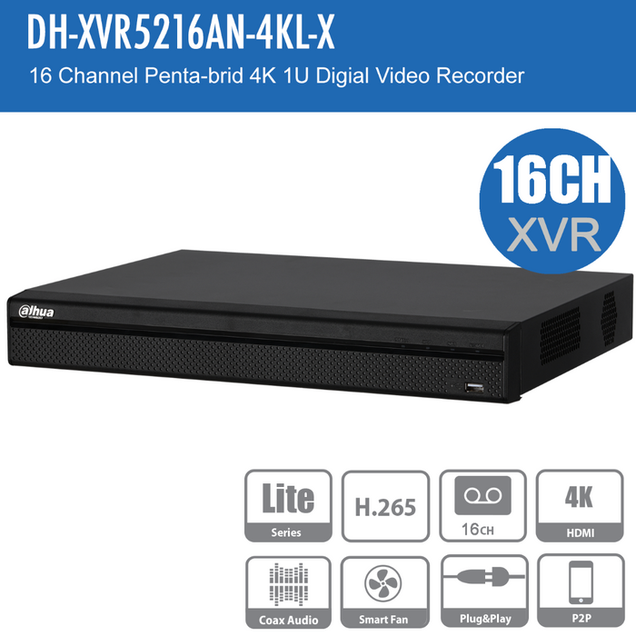 Dahua 16 Channel Penta-brid 4K 1U Digital Video Recorder (DHI-XVR5216AN-4KL-X-16P)