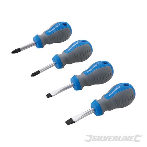 893790 Silverline Stubby Screwdriver Set 4pce