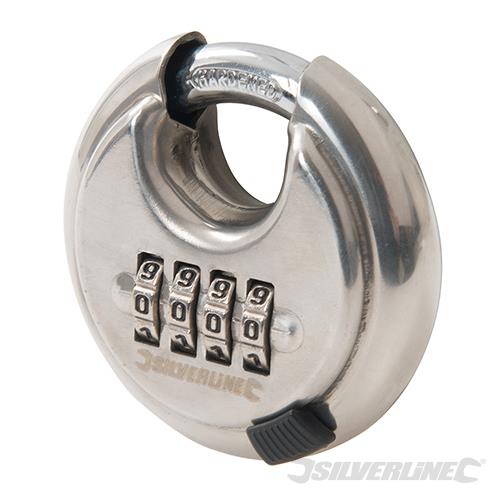 926157 Silverline Stainless Steel Combination Disc Padlock 4-Digit