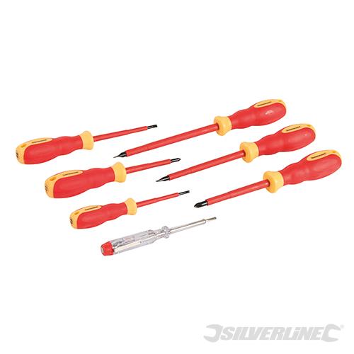 928227 Silverline VDE Soft-Grip Electricians Screwdriver Set 7pce