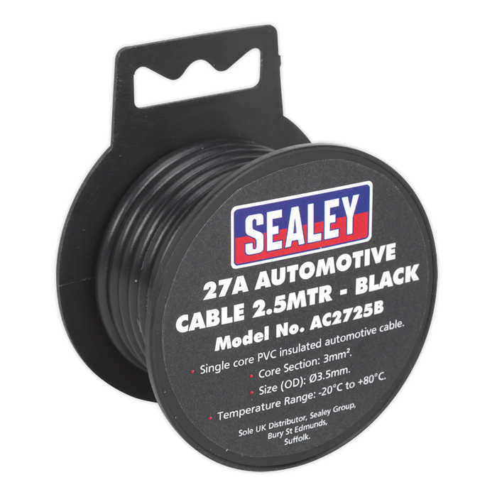 Automotive Cable Thick Wall 27A 2.5m Black