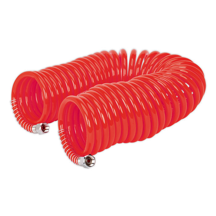 PU Coiled Air Hose 10m x Ø6mm with 1/4"BSP Unions