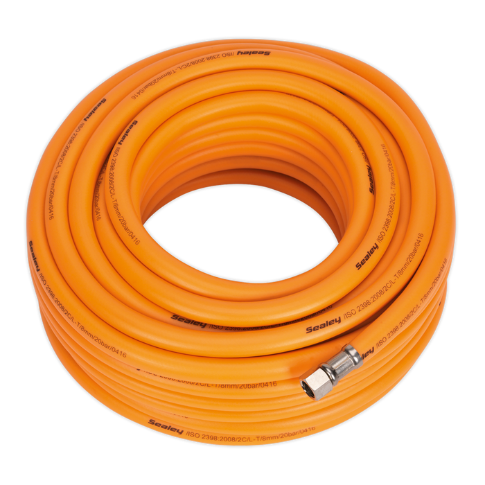 Air Hose 20m x Ø8mm Hybrid High-Visibility with 1/4"BSP Unions