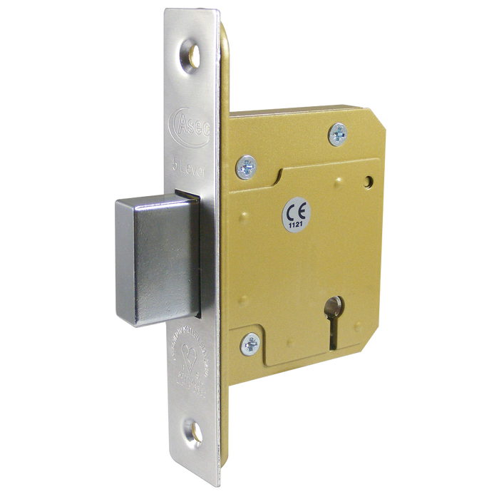 ASEC BS 5 Lever British Standard Deadlock - 64mm CP KD Boxed