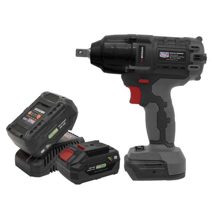 Brushless Impact Wrench Kit 1/2"Sq Drive 20V SV20 Series - 2 Batteries