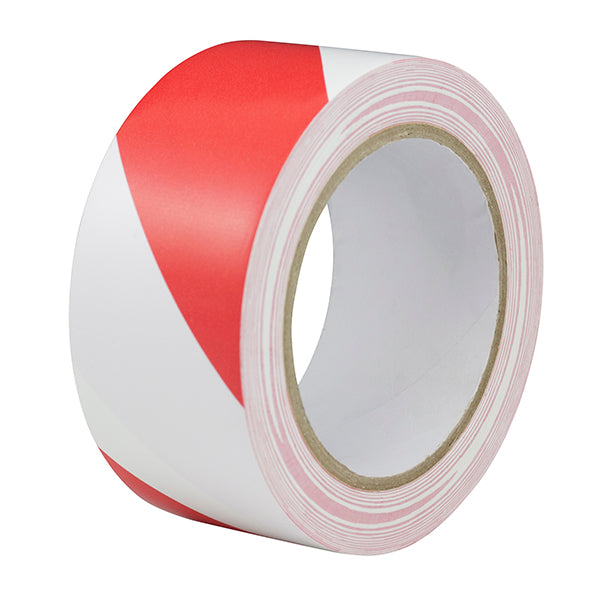 Adhesive Hazard Warning Tape (Red/White) 50mm x 33