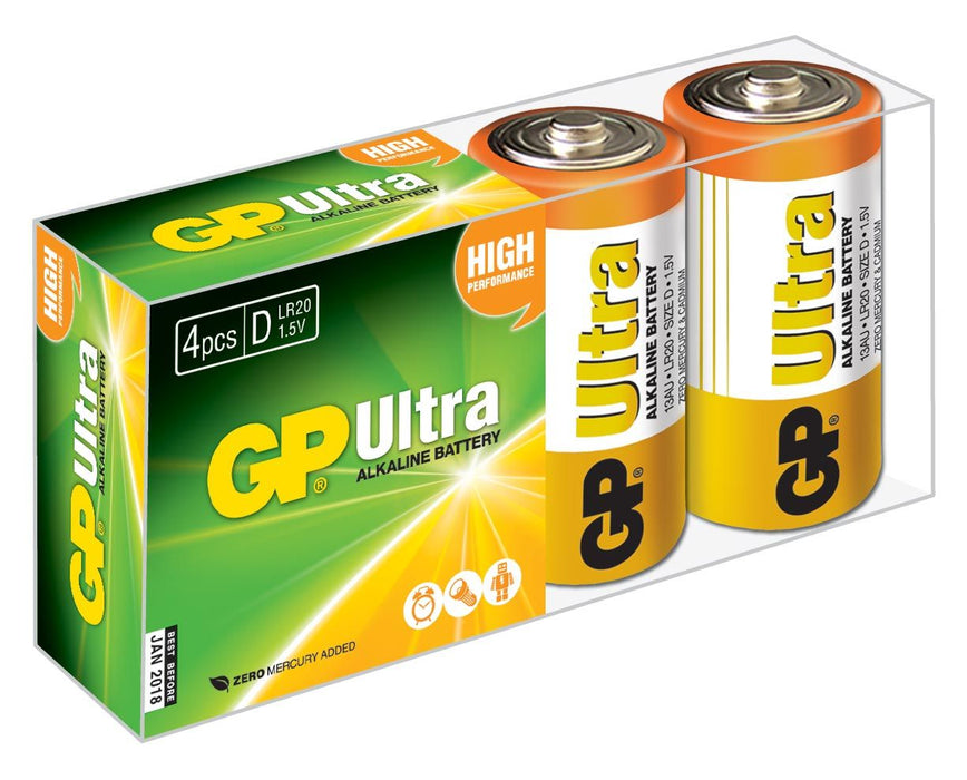 GP D Battery Ultra Alkaline Box of 4