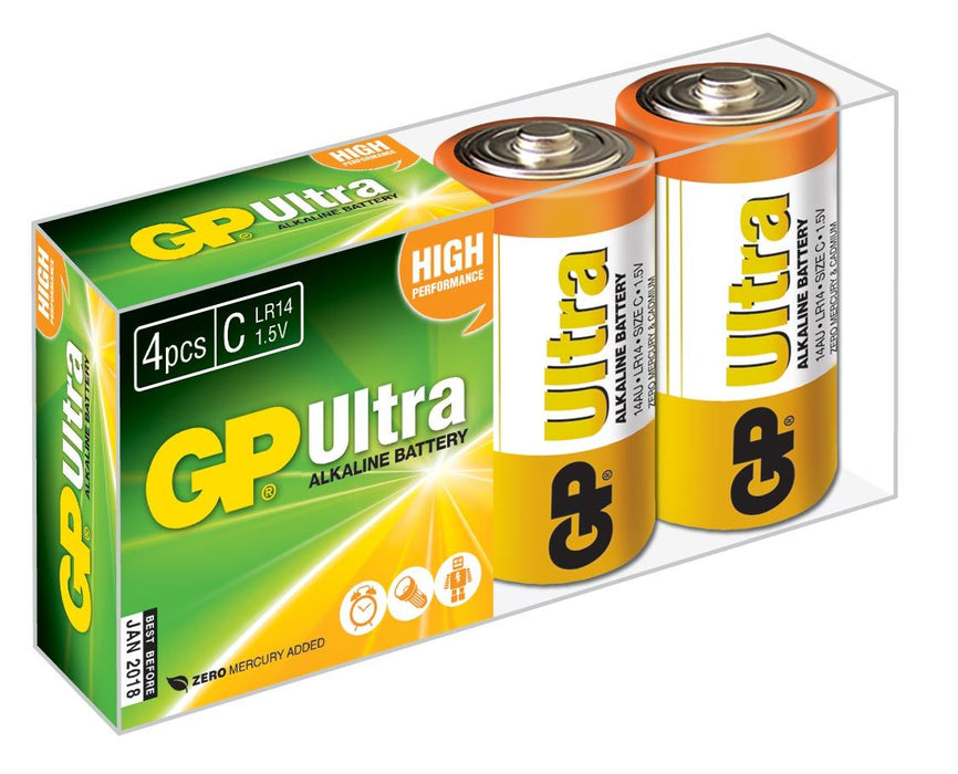 GP C Battery Ultra Alkaline Box of 4