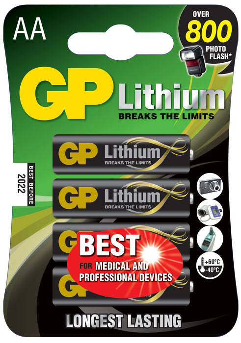 GP AA Lithium Battery card of 4
