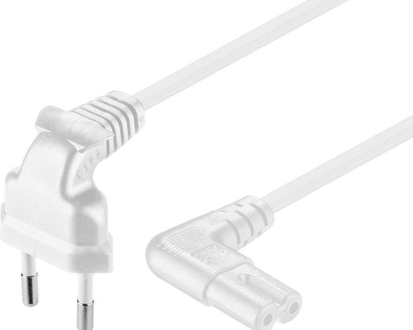 MicroConnect Power Cord Notebook 5m White Euro plug to Euro-8- jack 90° Angled+Angled