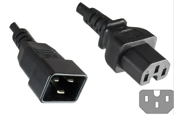 MicroConnect Power Cord C20 - C15 1.8m Black, 16A, 3 x 1mm²  H05V2V2-F, VDE, ENEC, RoHS compliant