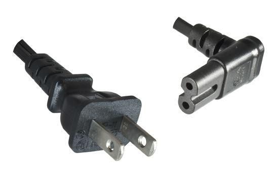 MicroConnect Power Cord US - C7 Angled 1.8m Black, H05VV-F3x0.75mm2 CU, Male-Female