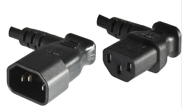 MicroConnect Power Cord 0.4m Extension C13-C14, 90° angled Black. H05VV-F 3x 0,75mm²