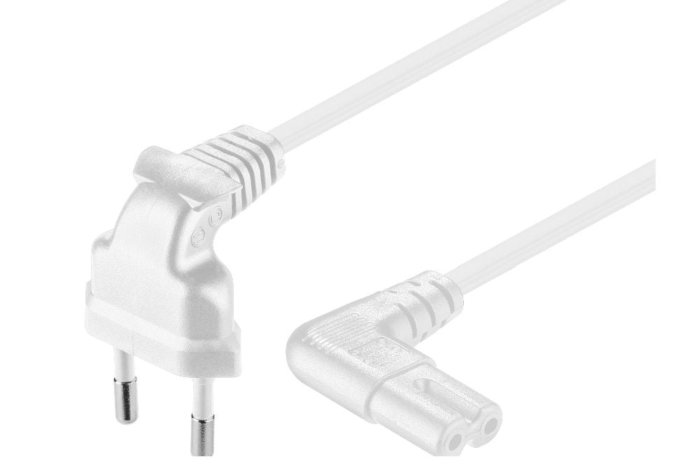 MicroConnect Power Cord Notebook 3m White Euro plug to Euro-8- jack 90° Angled+Angled