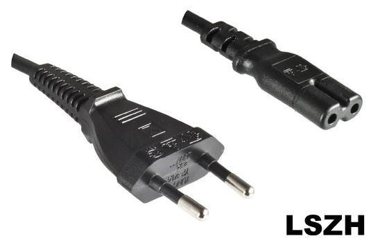 MicroConnect Power Cord Europlug - C7 1.8m LSZH, Black, 2x 0.75mm² VDE, ENEC, H03Z1Z1H2-F, RoHS compliant