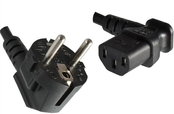 MicroConnect Power Cord CEE 7/7 - C13 1.8m Angled Schuko/Angled C13 Black H05VV-F3x0.75mm2 CU, Male-Female