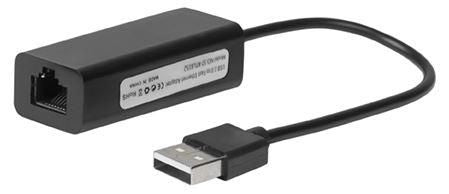 MicroConnect USB2.0 to Ethernet, Black Plug and play. It supports, Win 7/8, Vista, XP etc.