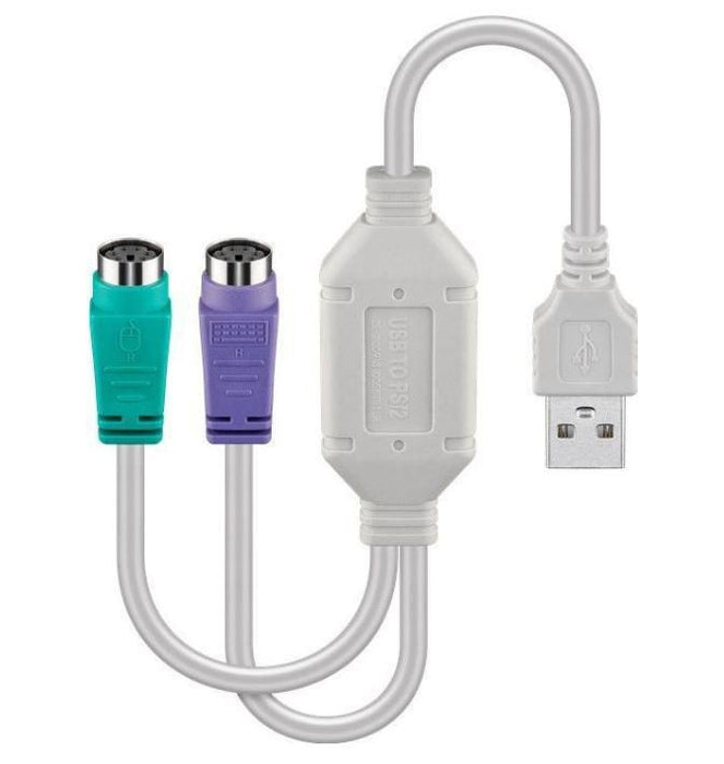 MicroConnect USB A - Converter 2x PS/2 0,3m Support W2000, XP, Vista, MAC, Win7, Win8, Win10