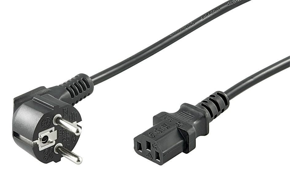 MicroConnect Power Cord 3m Black IEC320 Angled Connector Schuko, 10A H05VV-F 3*1.0MM2