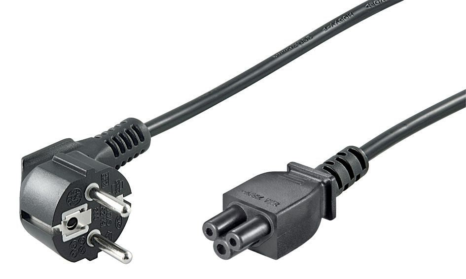 MicroConnect Power Cord CEE 7/7 - C5 0.5m Angled Schuko, Black, H05VV-F3x0.75mm2 CU, Male-Female