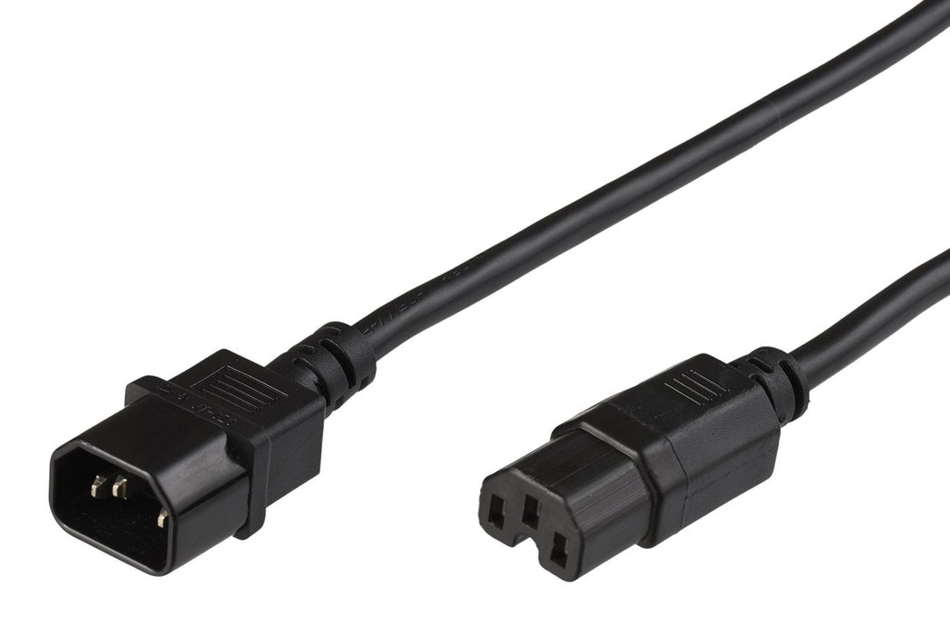 MicroConnect Jumper Cable C14 - C15 2.5m Black, 10A H05VV-F3x1.0mm2 CU, Male-Female