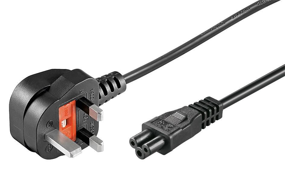 MicroConnect Power Cord UK - C5 2,0m Black Power UK Type G to C5, 13A  fuse H05VV-F3x0.75mm2 CU, Male-Female