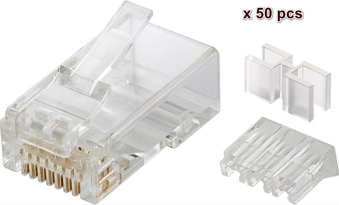 MicroConnect Modular Plug CAT6 Plug 8P8C Unshielded, 50pcs in one bag with Insertion Aid, For Stranded & Solid cable