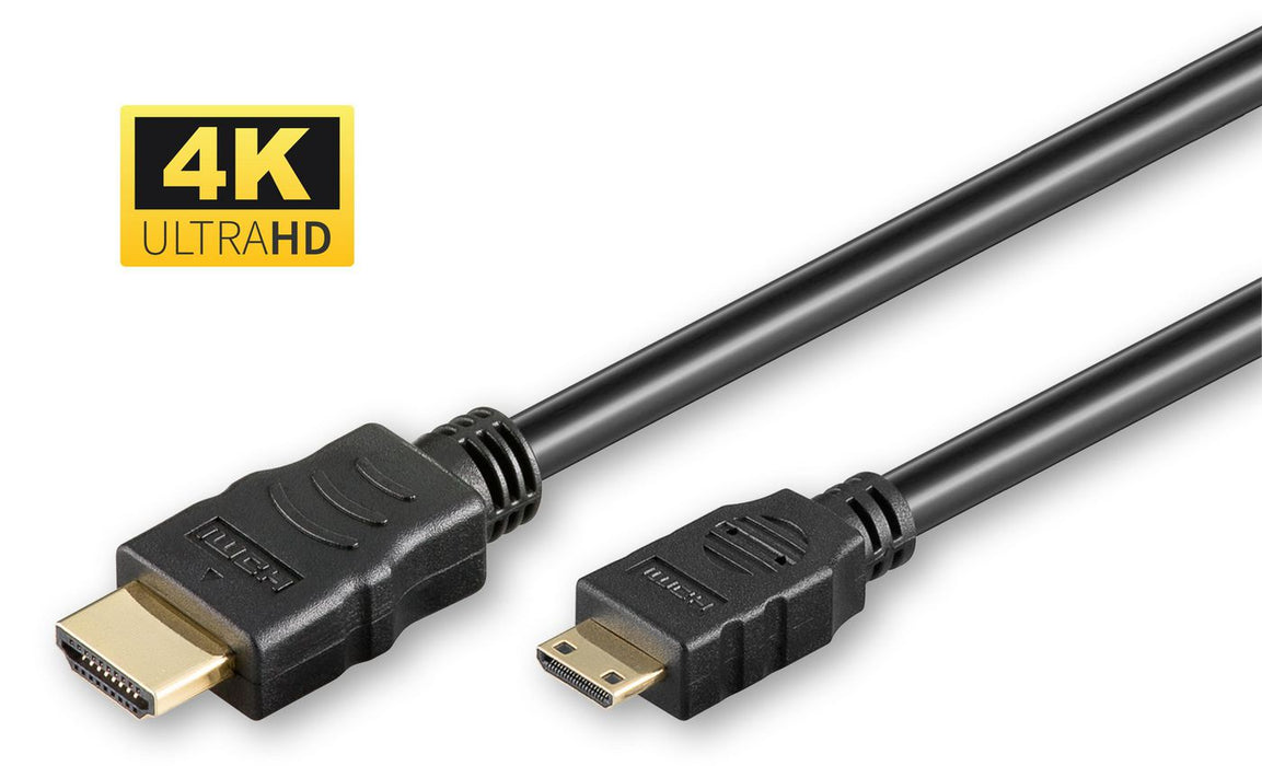 MicroConnect HDMI High Speed mini cable, 3m High speed with Ethernet Full  HD 1080p (24 Hz), Gold-plated connectors